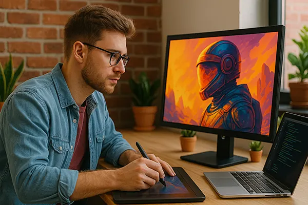 Künstler im Homeoffice